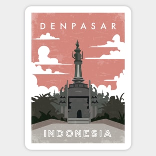 Denpasar, Indonesia. Retro travel poster Sticker